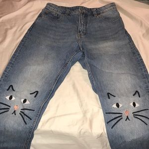 MONKI Kimono High relaxed kitty cat face jean 27
